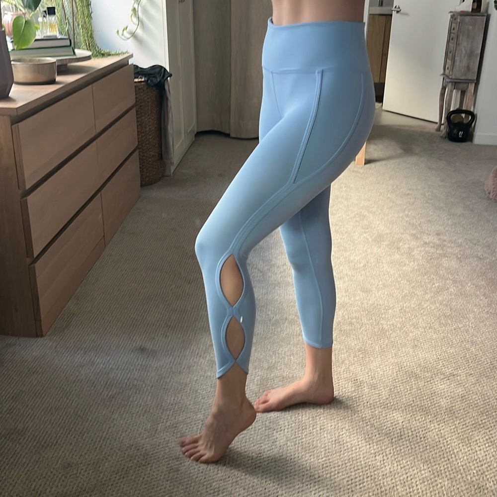 Free People Movement side seam cutout baby blue legging